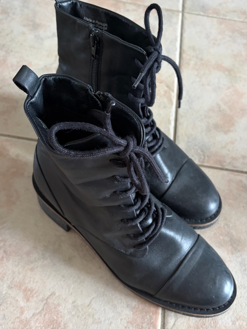Aldo Black Lace-Up Combat Ankle Boots